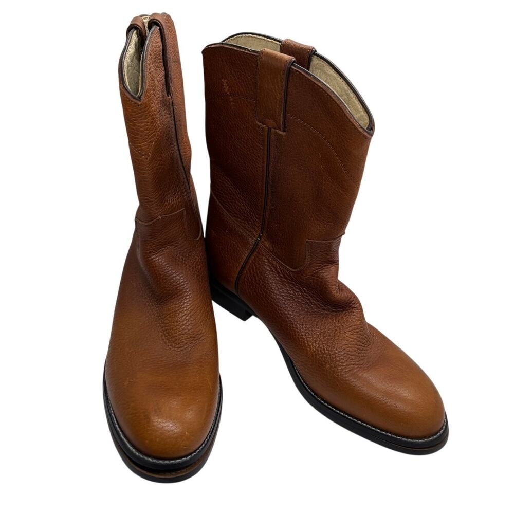 Justin Men's Western Roper Boots Brown Leather Size 4.5D